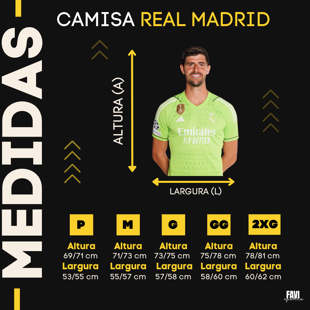 camisa courtois real madrid tamanho